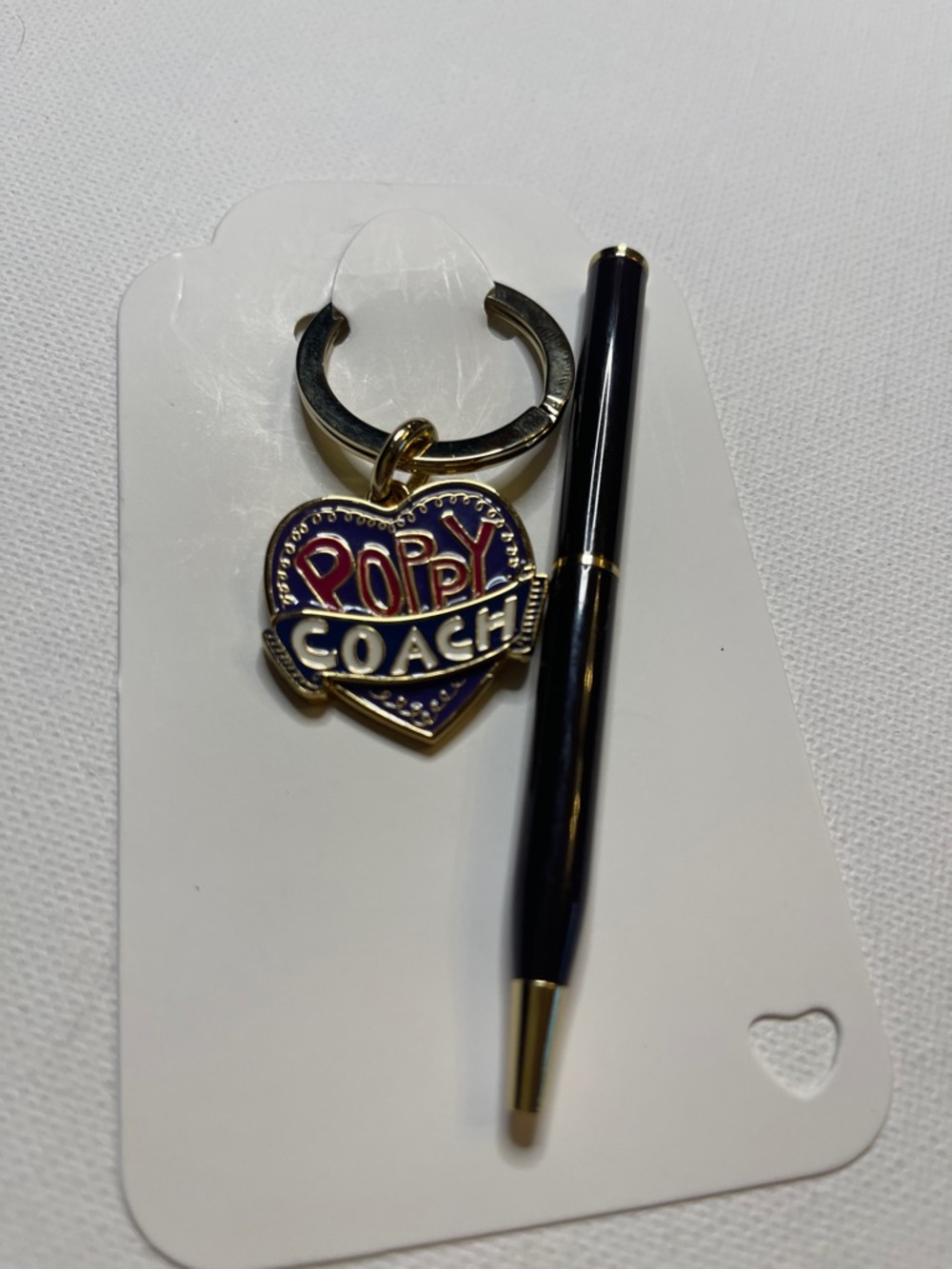 Coach Poppy Heart Keyring - Navy, Red & Gold and Coach Pen - Picture 5 of 6